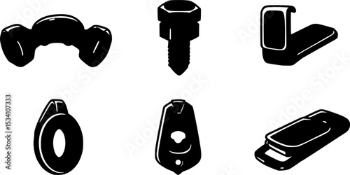 vector set of Swivel ring Bolt snap icon set isolated on white background
