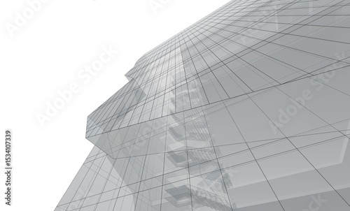 Fototapeta Naklejka Na Ścianę i Meble -  Perspective view of modern architecture 3d illustration