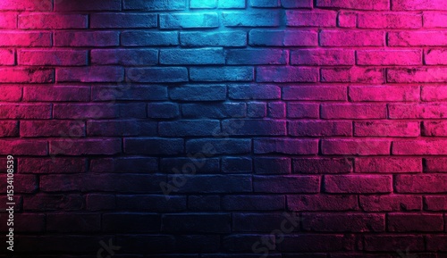 Vibrant Rustic Neon Pink and Blue Brick Wall Texture