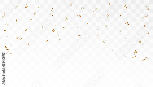 Festive gold confetti and glitter falling smoothly on transparent background. Use for greeting designs, web banners and holiday videos.