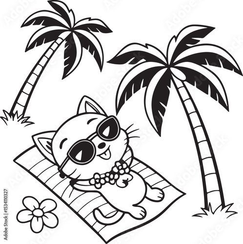 tropical island with palm trees and coconut