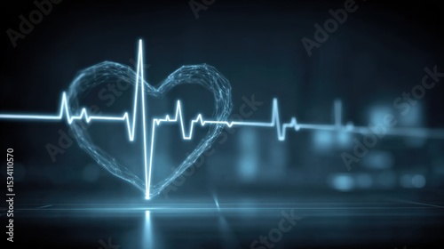Electrocardiogram forming a heart shape showing a healthy heartbeat