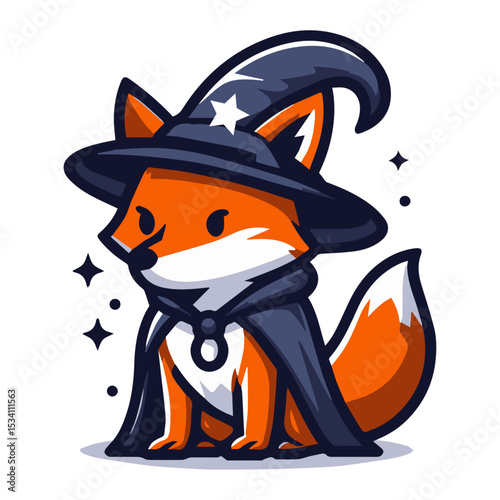 Fox mascot wearing a wizard cloak
