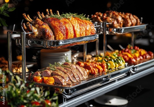 Exquisite Meat and Vegetable Dishes at Catering Buffets