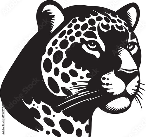 Black and White Jaguar Vector Illustration – Minimalist Wild Cat Silhouette Art	
