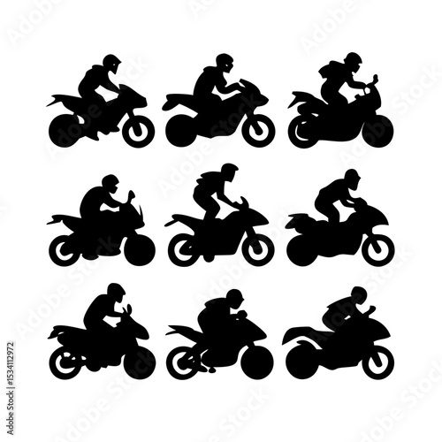vector silhouettes of motorcycle silhouettes