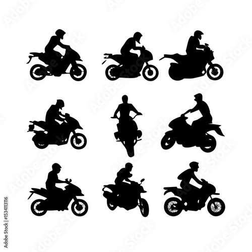vector silhouettes of motorcycle