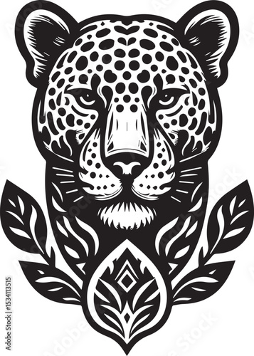 Black and White Jaguar Vector Illustration – Minimalist Wild Cat Silhouette Art	
