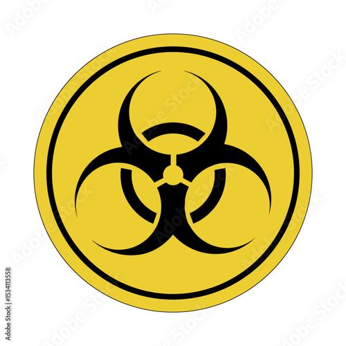 Toxic waste. Biohazard. Yellow circle sticker. Warning icon. Sign yellow. Circle label.