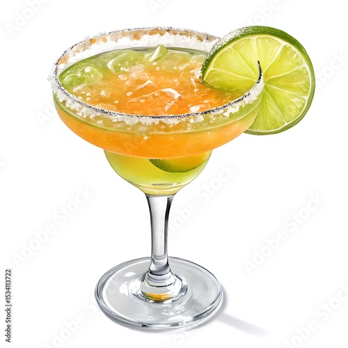 margarita cocktail in glass isolated on transparent background