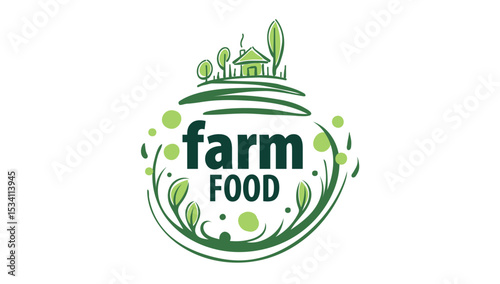 Vector logo of farm products, hand-drawn