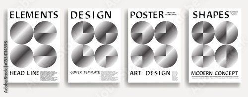 Modern posters . Vector design composition with various geometric shapes . Abstract contemporary art . Vector art ideal for media, ads, covers, brochures, banners
