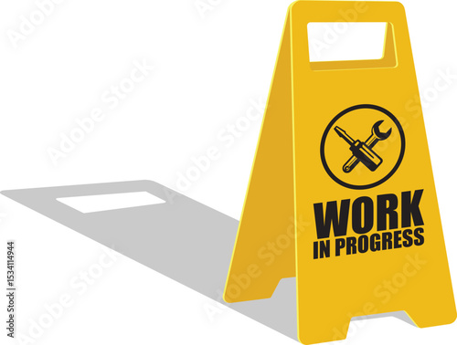 Hand drawn of work in progress. warning sign safety first sign