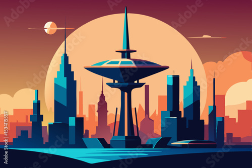 city skyline at night