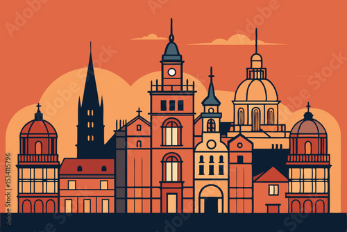 vector illustration of old city