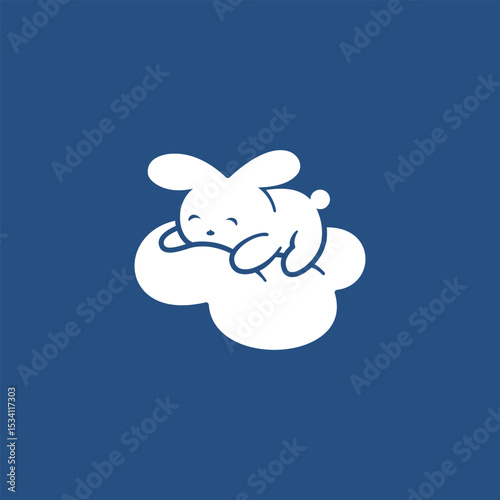 Rabbit, Bunny sleep comfortably icon design logo