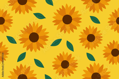 seamless pattern of sunflowers