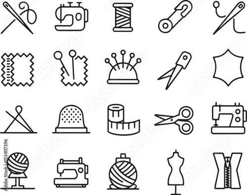 Sewing Icons A Collection of Line Art Images for Crafts and Fashion Design