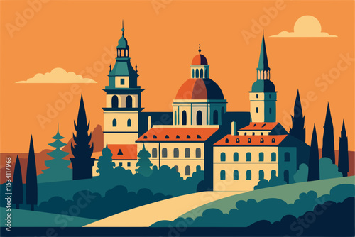 vector illustration of castle