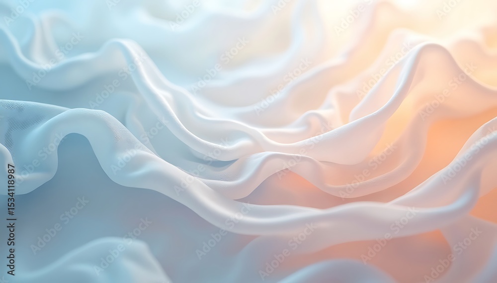 Fototapeta premium Abstract close-up of flowing white fabric with soft pastel colors