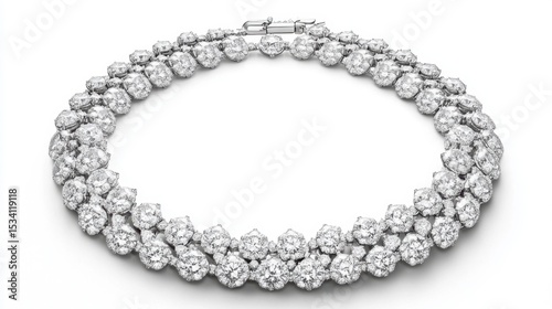 Wallpaper Mural Elegant diamond necklace arranged in a circular pattern on a white background with soft shadow Torontodigital.ca