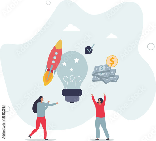 Venture capital as private equity and investors finances.Start up company capital growth from crowdfunding money raising. character life .