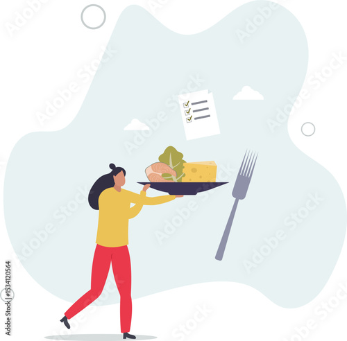 Healthy meal planning with daily food ingredients list. character life .