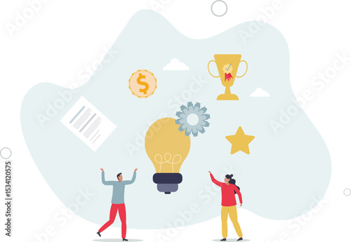 Employee recognition and rewards with motivation bonus.Reward after successful professional job or excellent results. character life .