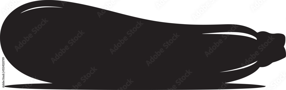 Black Silhouette of a Single Eggplant Vegetable Black Silhouette of a Single Eggplant Vegetable
