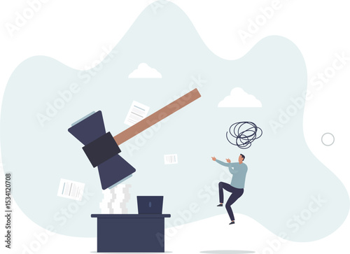Frustration and chaos from computer problem or tech failure, stressful or anxiety from overworked or disappointment and mistake concept. character life .