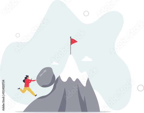 Perseverance, grit or persistence to push effort to success, resilience and strength to keep pushing and achieve goal and success concept. character life .