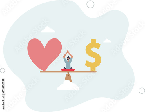 Work life balance, balancing between career to make money and personal life to enjoy with yourself or family concept. character life .