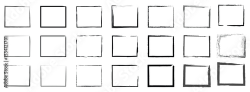 Set of hand drawn sketch square frames with rough edges and grunge texture, perfect for minimalist design, art templates, or visual highlights.

