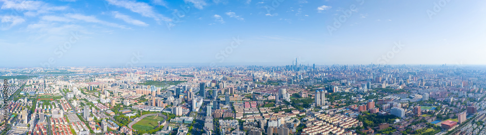 Obraz premium Aerial View Of WuJiaoChang on sunny day, Yangpu district, Shanghai.