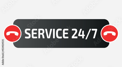 24/7 Service Icon – Vector Symbol for Nonstop Support and Availability