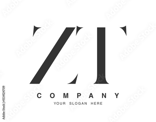 ZT logo design. Initial letter z and t serif font style. Creative classic company name typography. Trendy logotype or identity.
