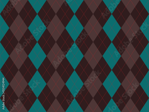 Stylish argyle pattern in teal, brown, and maroon.  Perfect for backgrounds, textiles, or fashion design.  Geometric, sophisticated, and versatile.  Impress with this classic, yet modern design.
