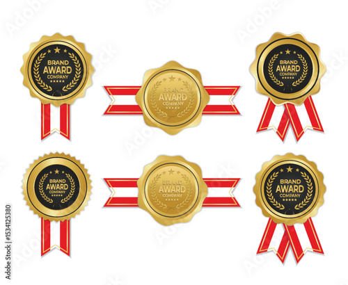 Golden award medal with austria flag ribbons for winners