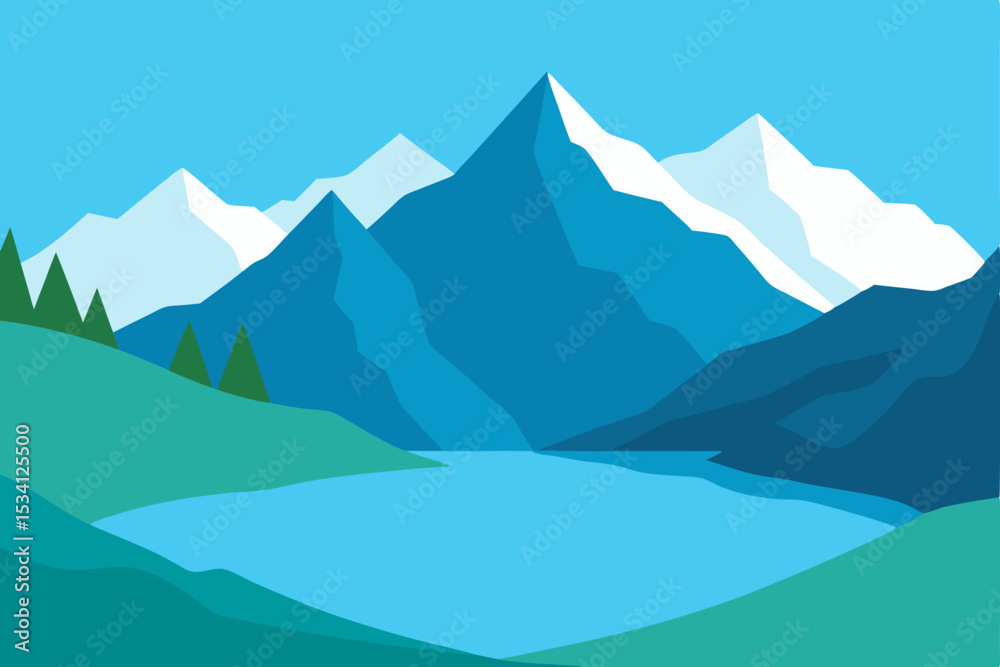 Naklejka premium mountain landscape with mountains