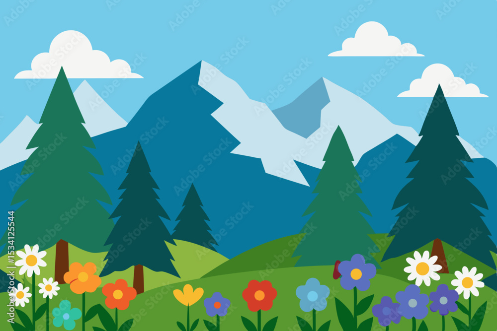 Fototapeta premium mountain landscape with trees and mountains