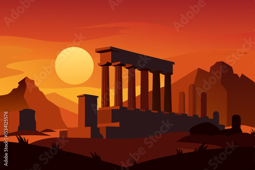temple of apollo at sunset