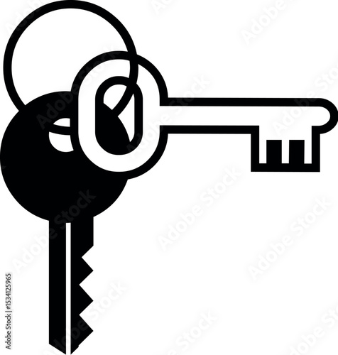 Illustration of keys vector illustration for security access and lock concepts in black and white minimalist style vector