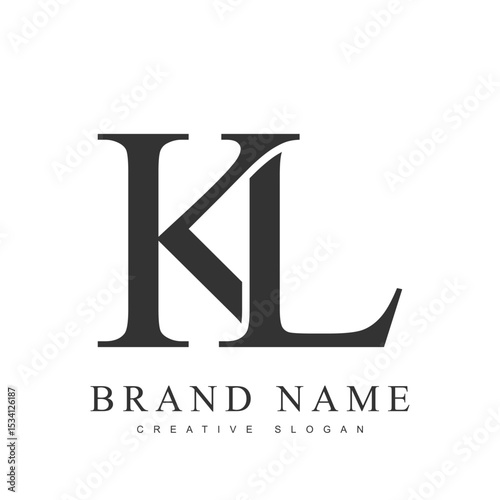 KL trendy logotype template. Initial letter k and l classic font style. Creative logo for company name or identity.