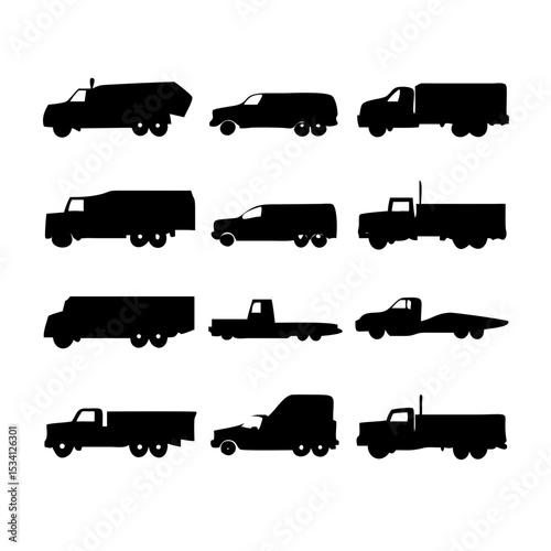 set of trucks silhouettes