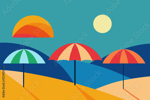 Sunny summer beach with umbrella, sea, and sand for your perfect tropical vacation