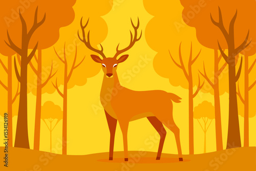 Silhouette of a woman on a chair, a deer nearby, and a winter night sky with a lone tree