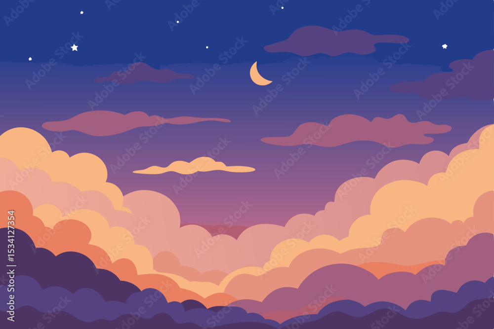 night sky with clouds and stars