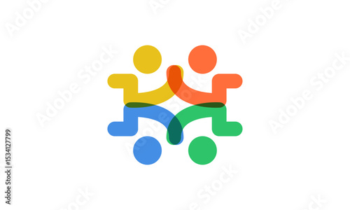 Colorful Group Team Logo Design – Vibrant People Icons Symbolizing Collaboration, Diversity, and Unity Branding