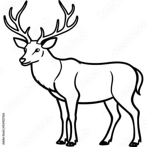 Minimal Elk Outline Vector 