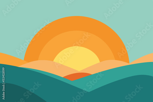 glowing sunrise over gentle hills
